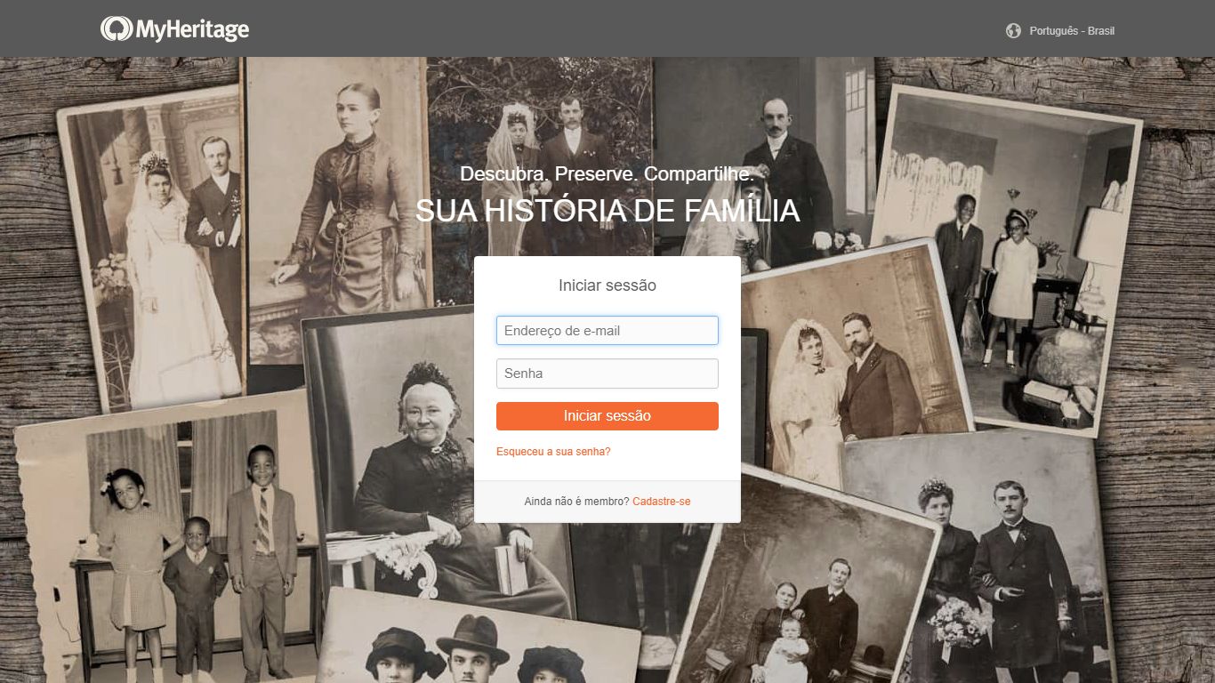 Iniciar sessão - MyHeritage