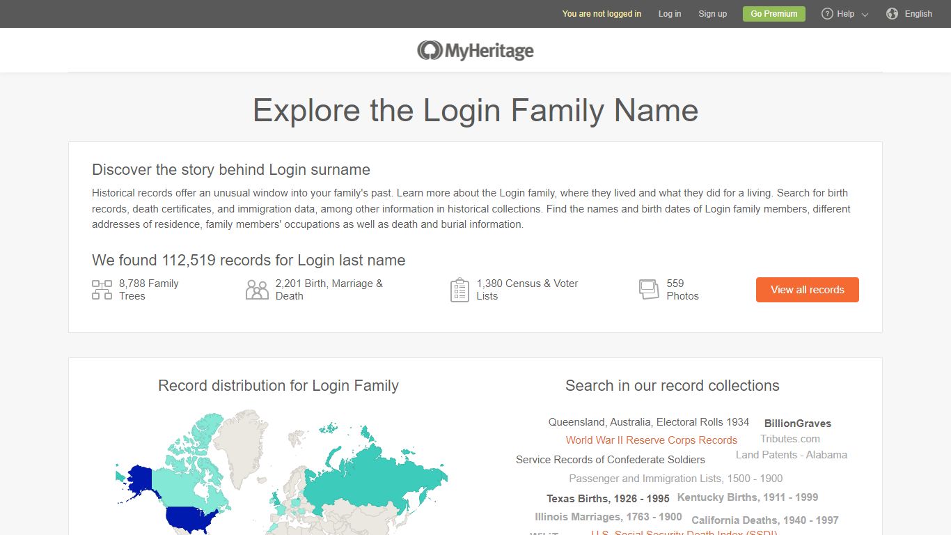 Login last name - Login family - MyHeritage